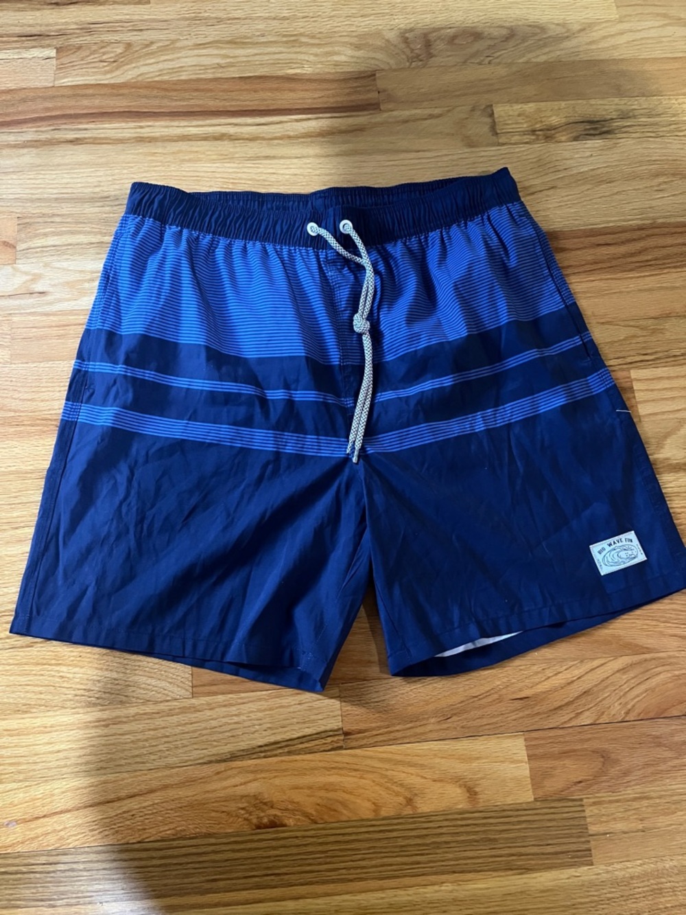 SHEIN Navy and Light Blue Stripe Mens Swim Trunks